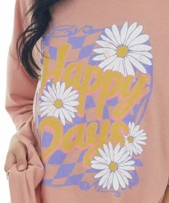 CY Fashion Dusty Blush 'Happy Days' Knit Graphic Tee