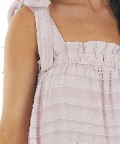 Sweet Lovely Dresses Dusty Blush Striped Sleeveless Tiered Short Woven Dress