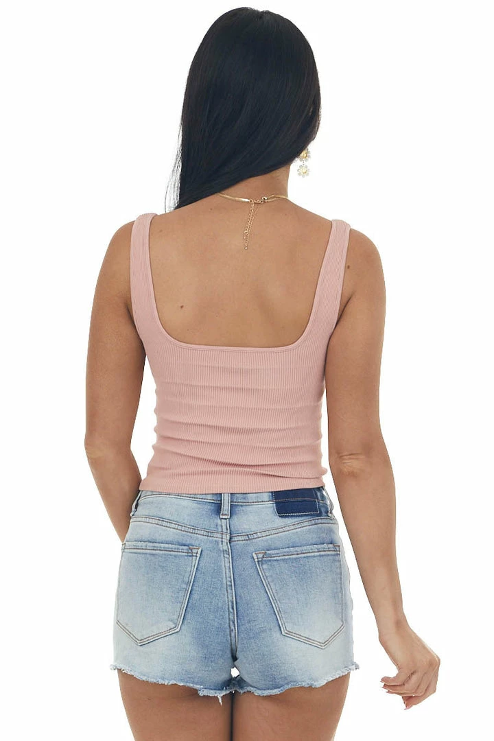 DYNAMIC Dusty Coral Ribbed Square Neck Crop Tank 7 DYNAMIC Dusty Coral Ribbed Square Neck Crop Tank