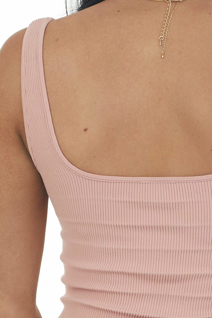 DYNAMIC Dusty Coral Ribbed Square Neck Crop Tank 8 DYNAMIC Dusty Coral Ribbed Square Neck Crop Tank