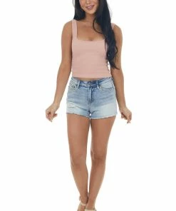 DYNAMIC Dusty Coral Ribbed Square Neck Crop Tank 10 DYNAMIC Dusty Coral Ribbed Square Neck Crop Tank