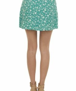 LE LIS Bottoms Dusty Jade Floral Print Woven Mini Skirt