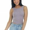 DYNAMIC Dusty Lilac Washed Ribbed Halter Crop Tank