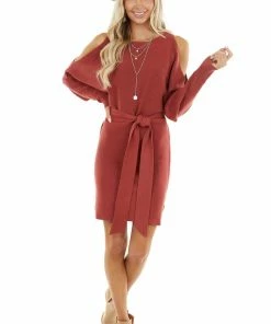 Bluivy Dusty Maroon Long Dolman Sleeve Dress With Cold Shoulder Dresses 24 Bluivy Dusty Maroon Long Dolman Sleeve Dress With Cold Shoulder Dresses