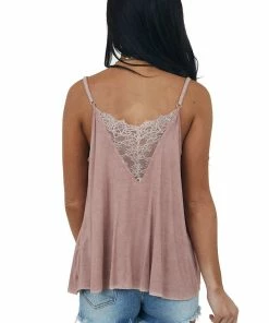 POL Clothing Tops Dusty Rose Camisole With Sheer Lace Details 12 POL Clothing Tops Dusty Rose Camisole With Sheer Lace Details