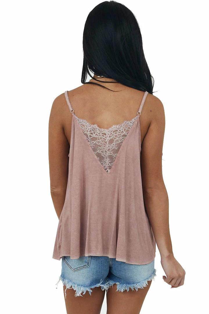 POL Clothing Tops Dusty Rose Camisole With Sheer Lace Details 7 POL Clothing Tops Dusty Rose Camisole With Sheer Lace Details