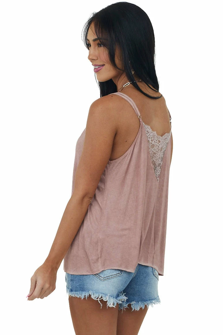 POL Clothing Tops Dusty Rose Camisole With Sheer Lace Details 6 POL Clothing Tops Dusty Rose Camisole With Sheer Lace Details