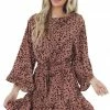 Jodifl Dusty Rose Cheetah Print Long Wide Sleeve Short Dress Dresses 2 Jodifl Dusty Rose Cheetah Print Long Wide Sleeve Short Dress Dresses
