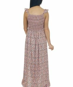 Hailey & Co Dresses Dusty Rose Floral Smocked High Low Dress
