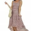 Hailey & Co Dresses Dusty Rose Floral Smocked High Low Dress