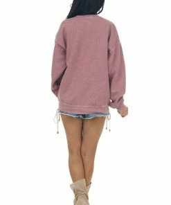 Sweet Claire Dusty Rose 'Livin' Young' Graphic Sweatshirt Tops