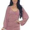 Peach Love Dresses Dusty Rose Ruched Bodycon Mini Dress