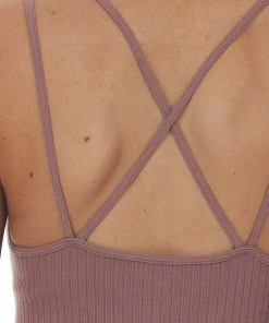 By Together Dusty Rose Seamless Ribbed Double Strap Cami Top Tops