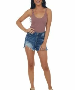 By Together Dusty Rose Seamless Ribbed Double Strap Cami Top Tops