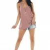 CY Fashion Dusty Rose Sleeveless Tank Top With Braided Racerback Detail Tops