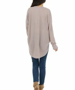 HOPELY Dusty Rose Waffle Knit Surplice Top With Criss Cross Detail Tops
