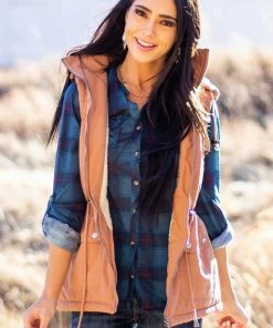 HYFVE Dusty Salmon Sleeveless Zip Up Vest With Mock Neckline Outerwear