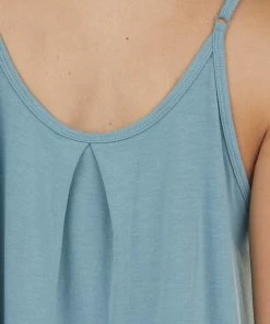 ZENANA Dusty Teal Sleeveless Knit Top With Pleated Neckline Tops 25 ZENANA Dusty Teal Sleeveless Knit Top With Pleated Neckline Tops