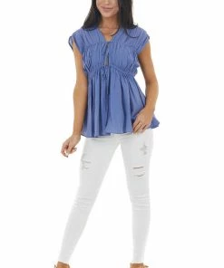 Do + Be Dusty Violet Babydoll Short Sleeve Plunging Neckline Top Tops 18 Do + Be Dusty Violet Babydoll Short Sleeve Plunging Neckline Top Tops