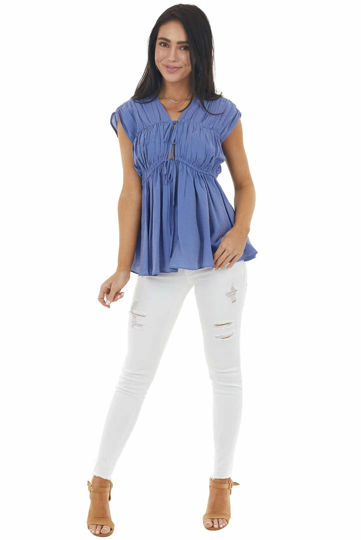 Do + Be Dusty Violet Babydoll Short Sleeve Plunging Neckline Top Tops 5 Do + Be Dusty Violet Babydoll Short Sleeve Plunging Neckline Top Tops