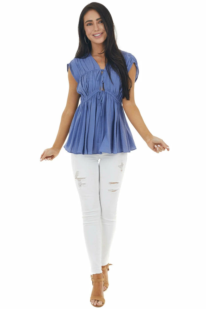 Do + Be Dusty Violet Babydoll Short Sleeve Plunging Neckline Top Tops 6 Do + Be Dusty Violet Babydoll Short Sleeve Plunging Neckline Top Tops