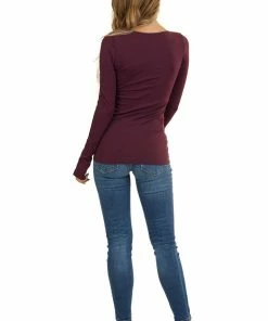 Nikibiki Eggplant Purple Seamless Long Sleeve Crew Neck Top