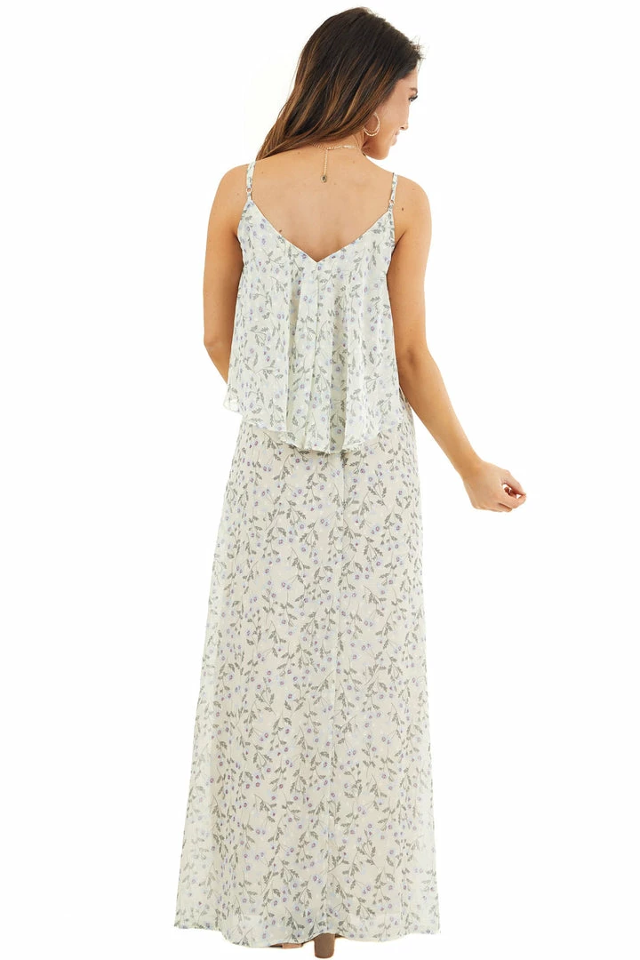 Lovestitch Dresses Eggshell Floral Print Sleeveless Maxi Dress With V Neckline 7 Lovestitch Dresses Eggshell Floral Print Sleeveless Maxi Dress With V Neckline