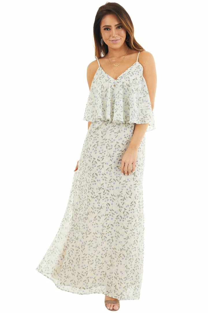 Lovestitch Dresses Eggshell Floral Print Sleeveless Maxi Dress With V Neckline 5 Lovestitch Dresses Eggshell Floral Print Sleeveless Maxi Dress With V Neckline