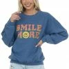 Sweet Claire Faded Cobalt 'Smile More' Graphic Sweatshirt