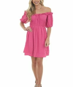 143 Story Faded Magenta Ruffle Detail Woven Short Dress Dresses 15 143 Story Faded Magenta Ruffle Detail Woven Short Dress Dresses