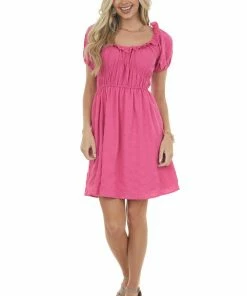 143 Story Faded Magenta Ruffle Detail Woven Short Dress Dresses 14 143 Story Faded Magenta Ruffle Detail Woven Short Dress Dresses