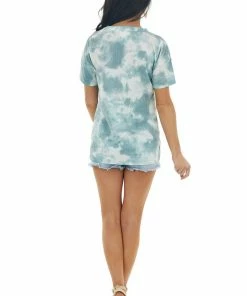 BiBi Juniper Tie Dye Short Sleeve Knit Top With Caged Neckline 21 BiBi Juniper Tie Dye Short Sleeve Knit Top With Caged Neckline