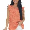 Hailey & Co Fire Dotted Ruffle Trim Cap Sleeve Blouse