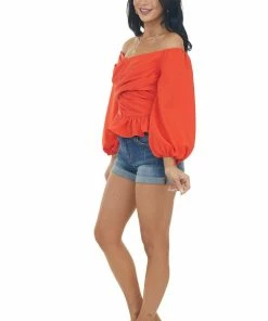 Entro Tops Fire Draped Criss Cross Cropped Peplum Blouse