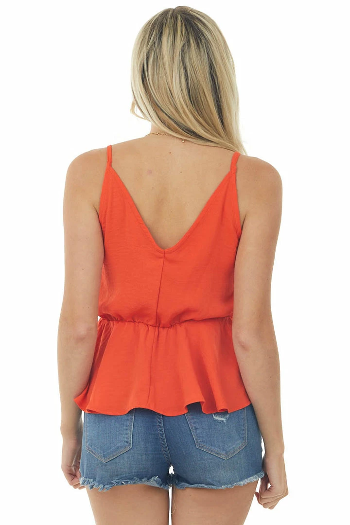She + Sky Tops Fire Front Knot V Neck Cami Peplum Blouse 7 She + Sky Tops Fire Front Knot V Neck Cami Peplum Blouse