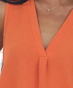 FSL APPAREL Fire Sleeveless Woven V Neck Crinkle Blouse 17 FSL APPAREL Fire Sleeveless Woven V Neck Crinkle Blouse