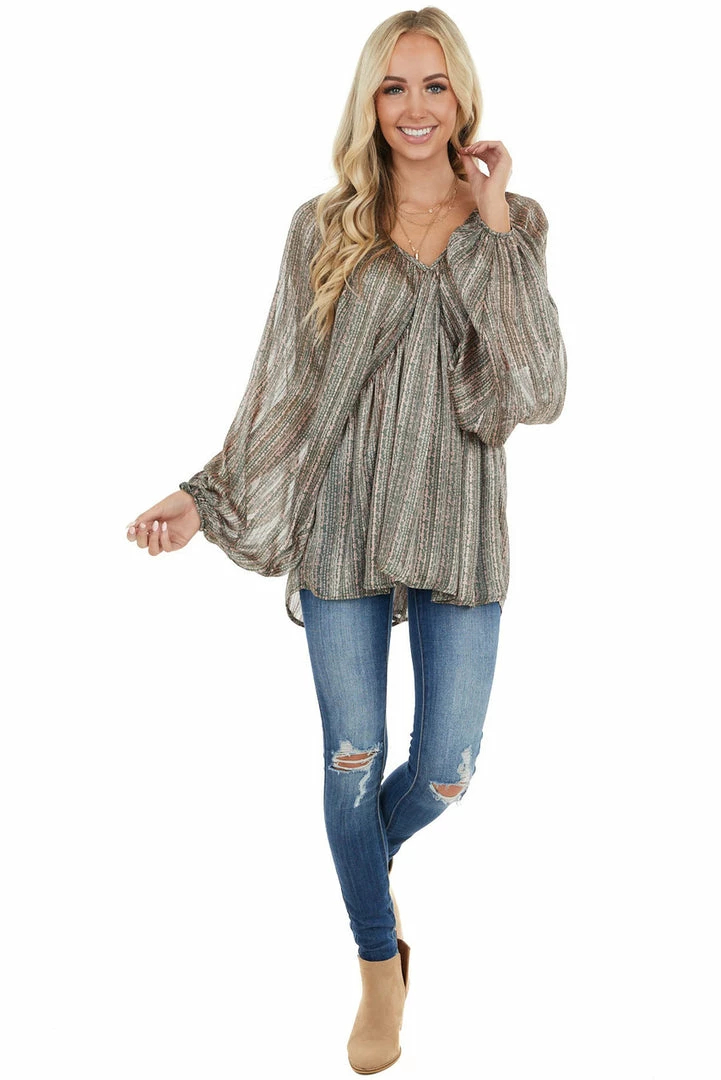 BucketList Forest Green Floral Print Long Puff Sleeve Babydoll Top 7 BucketList Forest Green Floral Print Long Puff Sleeve Babydoll Top