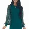Flying Tomato Dresses Forest Green Sequin Sleeve Bodycon Mini Dress