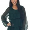 Andree Forest Green Textured Tiered Babydoll Blouse
