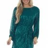 Vine & Love Forest Sequined Bubble Sleeve Short Dress