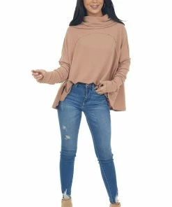 Blue B Tops Ginger Cowl Neck Long Sleeve Brushed Knit Top