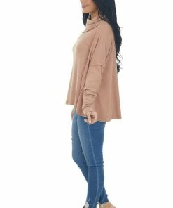 Blue B Tops Ginger Cowl Neck Long Sleeve Brushed Knit Top