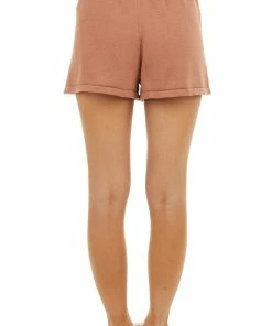 She + Sky Ginger Lightweight Sweater Shorts With Drawstring Waist