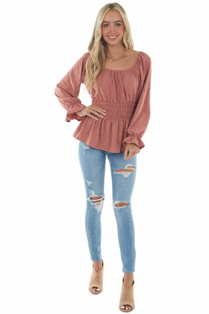 Hailey & Co Ginger Square Neck Eyelet Lace Long Sleeve Top Tops 4 Hailey & Co Ginger Square Neck Eyelet Lace Long Sleeve Top Tops
