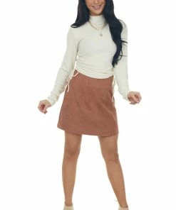 She + Sky Ginger Textured Faux Suede Mini Skirt Bottoms