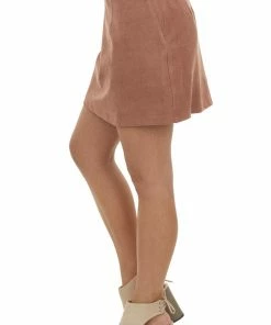 She + Sky Ginger Textured Faux Suede Mini Skirt Bottoms