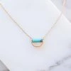 Urbanista Accessories Gold Chain Necklace With Aqua Semicircle Pendant