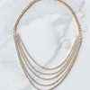 Fame Accessories Gold Five Layer Cubed Rhinestone Necklace