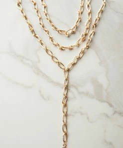 Boho Love Accessories Gold Textured Cable Chain Layered Y Necklace