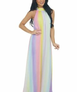 Lime Lush Dresses Multicolor Halter Neck Maxi Dress